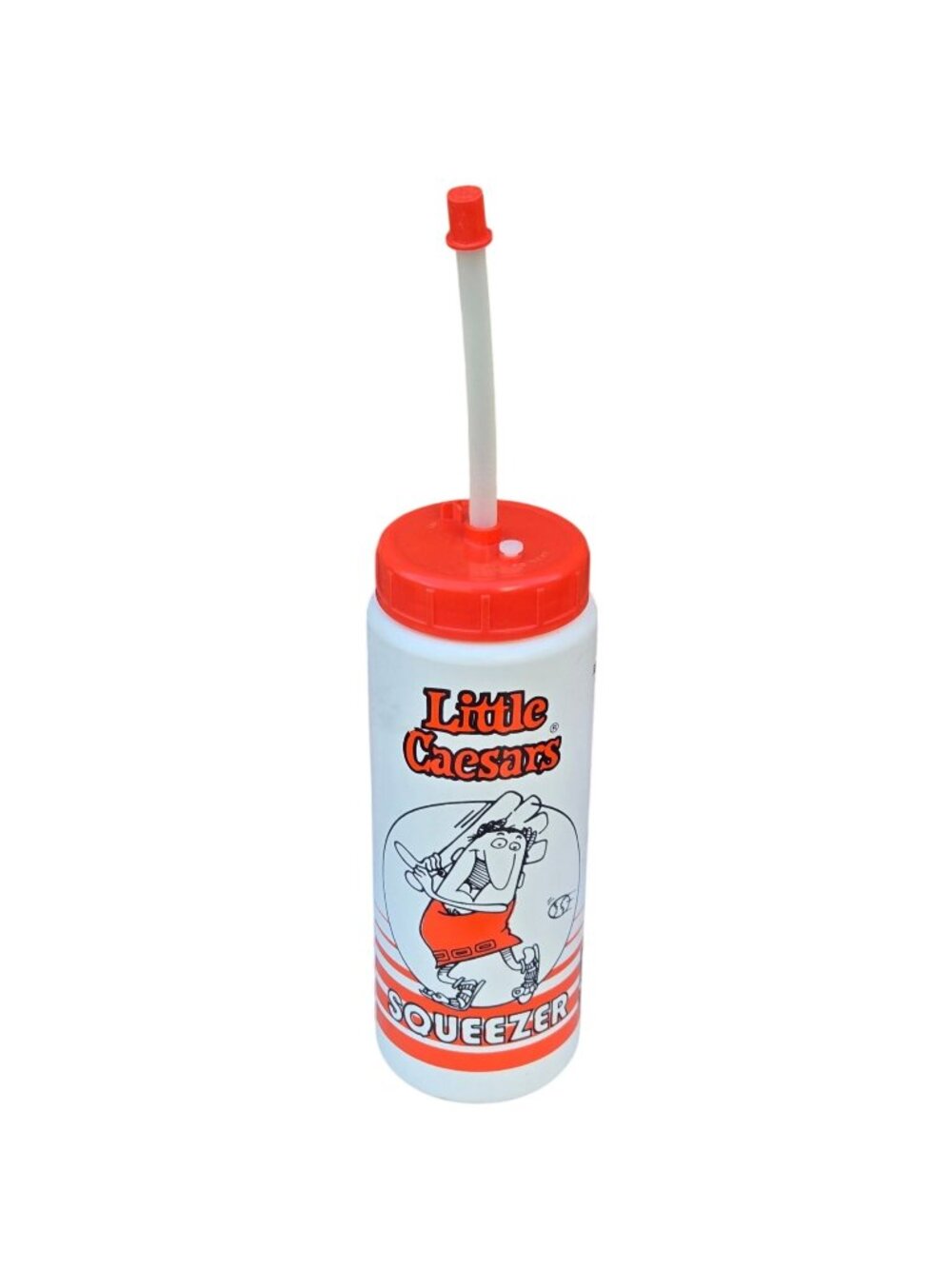 Little Caesars 1989 Plastic Squeezer Cup With Straw 32 Oz Vintage Coca Cola